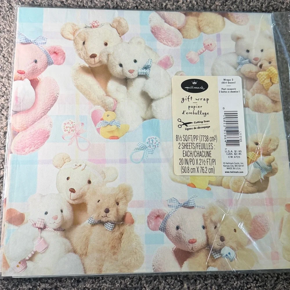 5/$25 VINTAGE Baby Shower Wrapping Paper Teddy Bears